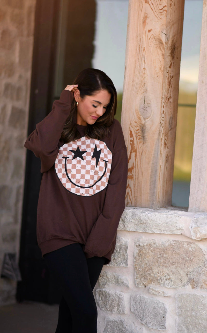 Checkered Smiley Sweatshirt