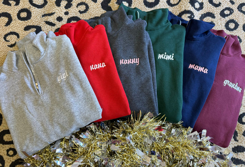 Custom Name Embroidered Quarter Zips