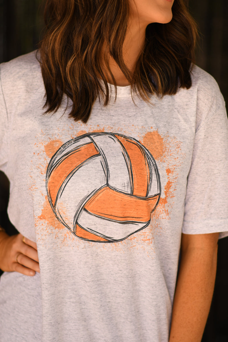 Orange Volleyball Splatter Tee